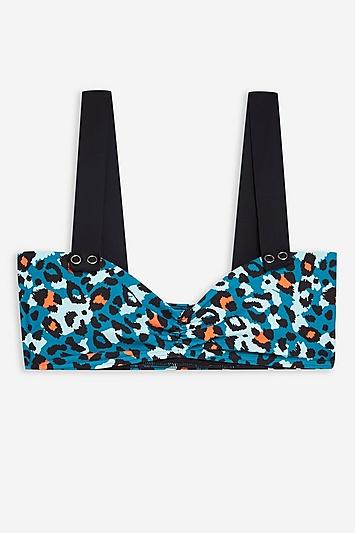 Topshop Animal Print Bandeau Bikini Top