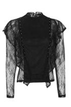 Topshop Lace Ruffle Stud Top