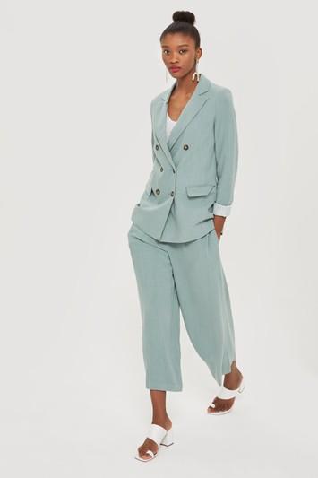 Topshop Horn Button Cropped Leg Trousers
