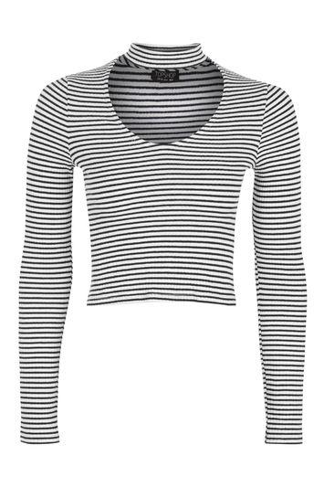 Topshop Stripe Choker Top