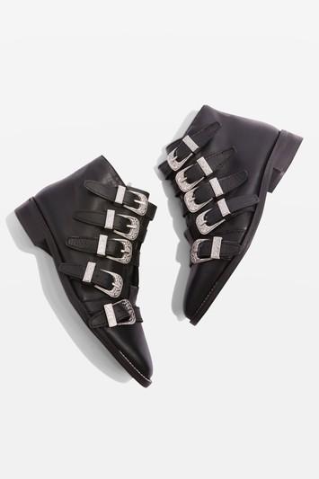 Topshop Multi Buckle Ankle Boots