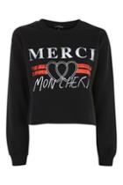 Topshop 'merci' Cropped Sweatshirt