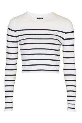 Topshop Engineered Stripe Crew Neck Top