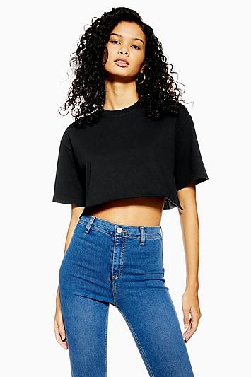 Topshop Black Washed Cropped T-shirt