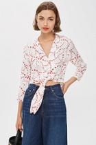 Topshop Heart Print Jacquard Tie Pyjama Shirt