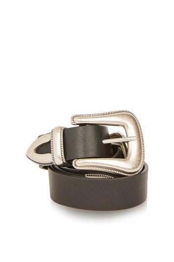 Topshop Black Clean Double Buckle Western Belt