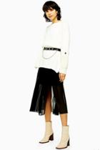 Topshop Black Chiffon Pleated Midi Skirt