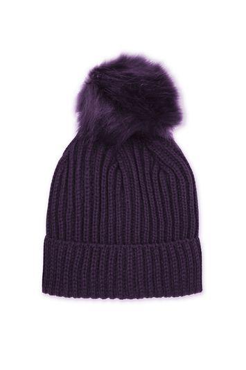 Topshop Plum Tonal Pom Beanie Hat