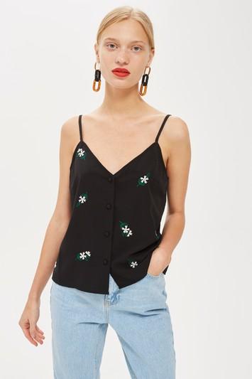 Topshop Button Embellished Cami Top