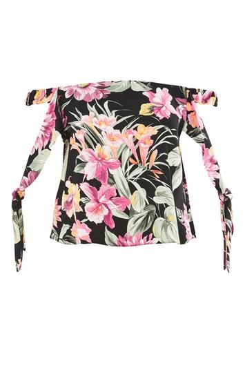 Topshop Petite Floral Print Bardot Top