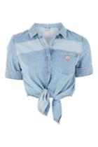 Topshop Tie Front Denim Shirt By Guess Originals