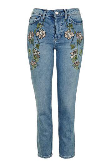Topshop Moto Embroidered Straight Jean