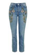 Topshop Moto Embroidered Straight Jean