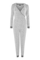 Topshop Hooded Wrap Supersoft Jumpsuit