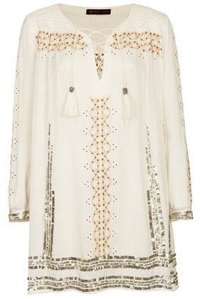 Topshop **embroidered Smock Dress By Kate Moss For Topshop