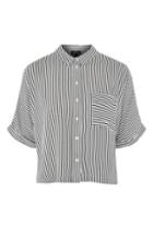 Topshop Petite Stripe Short Sleeve Cropped Shirt