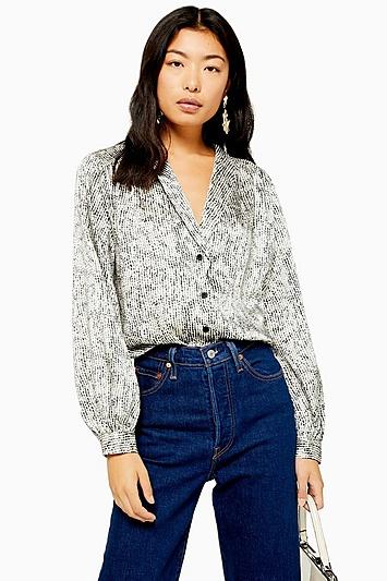 Topshop Smudge Spot Scallop Shirt
