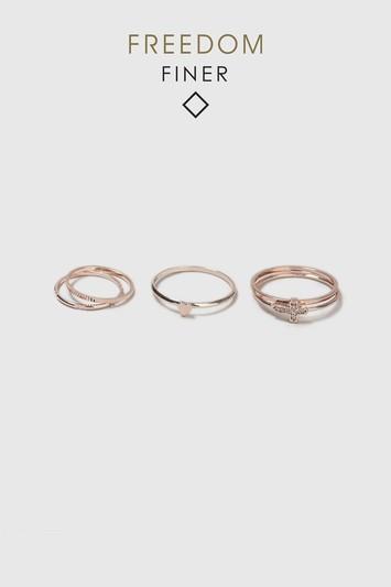 Topshop Fine Rose Gold Look Multipack Rings