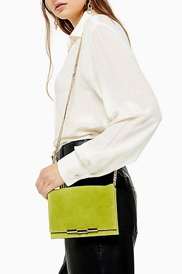 Topshop Luxe Lime Suede Cross Body Bag