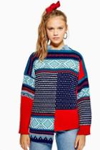 Topshop Patched Fair Isle Jumper