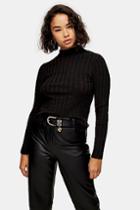 Topshop Petite Knitted Marl Funnel Neck Top