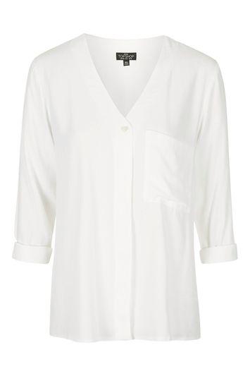 Topshop Petite Long Sleeve Slouch Blouse