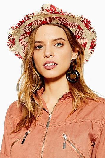 Topshop Gingham Straw Fedora