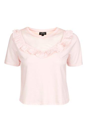 Topshop Ruffle Mesh Top
