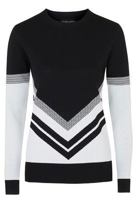 Topshop Chevron Colour Block Sweatshirt