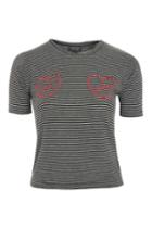 Topshop 'oui Non' Slogan Short Sleeve Striped T-shirt