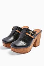 Topshop Genoa Leather Black Mule Clogs