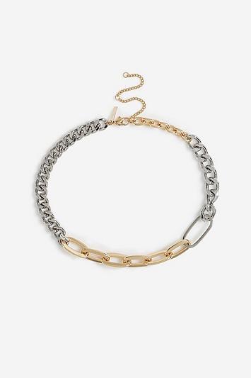 Topshop *mixed Metal Oval Link Chain Necklace