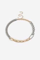 Topshop *mixed Metal Oval Link Chain Necklace