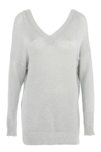 Topshop Metal Yarn V-neck Jumper