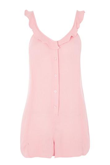 Topshop Frill Neck Camisole Playsuit