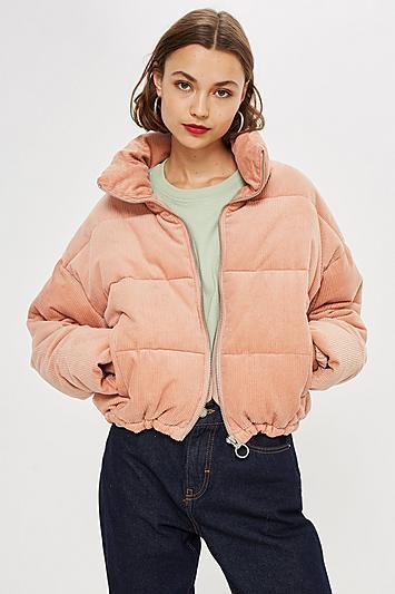 Topshop Tall Corduroy Puffer Jacket