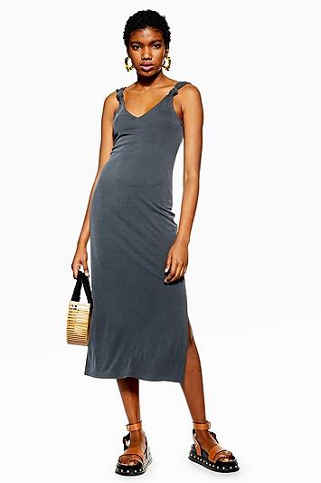Topshop Cupro Knot Midi Dress