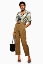 Topshop Belted Poplin Trousers