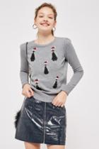 Topshop Sequin Penguin Sweater