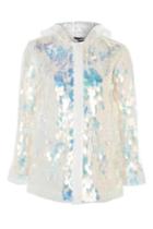 Topshop Transparent Sequin Mac Raincoat
