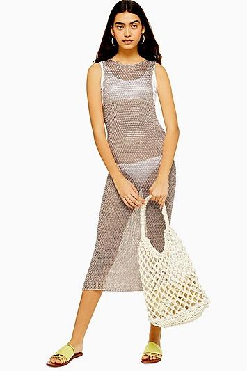 Topshop Knitted Metal Yarn Midaxi Dress