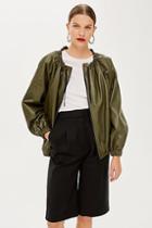 Topshop *leather Bomber Jacket By Boutique