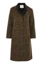 Topshop Buttoned Seam Leopard Print Coat