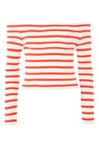 Topshop Stripe Bardot Split Sleeve Knitted Top