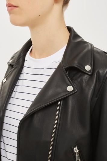 Topshop Belted Leather Biker Jacket By Boutique
