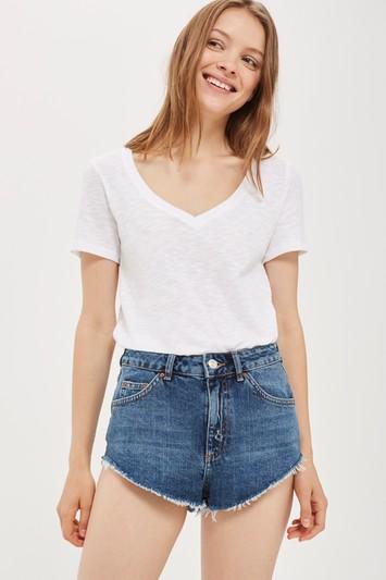 Topshop Moto Kiri High Side Denim Shorts