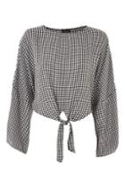 Topshop Gingham Knot Front Top