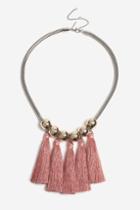 Topshop Pink Tassel And Ball Collar Necklace