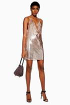 Topshop Rose Gold Chainmail Shift Dress