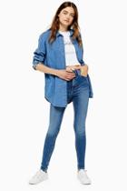 Topshop Considered Mid Blue Jamie Jeans With Recycled Cotton